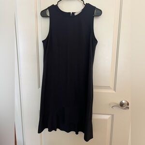 loft navy dress with ruffle detail